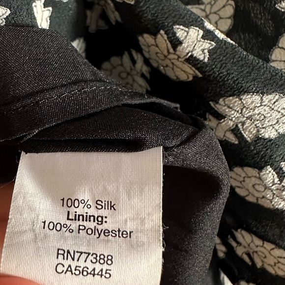 Madewell Silk Island Black & Cream Floral 100% Silk Skirt - Picture 7 of 8